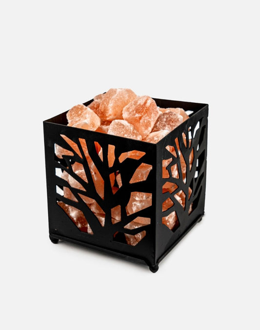 Urban Tree Style Iron Basket with Salt Chunks Lamp