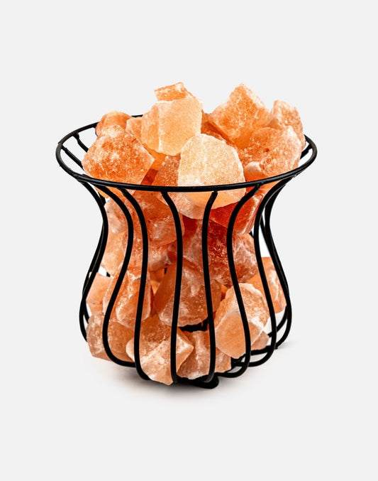 Pot Style Iron Basket with Salt Chunks Lamp