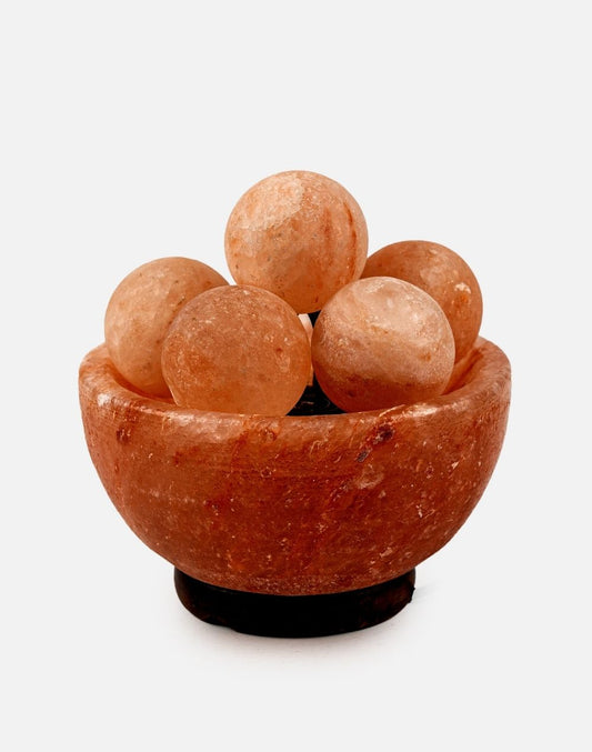 Himalayan Bowl with Bolls Warm Light Lamp MED