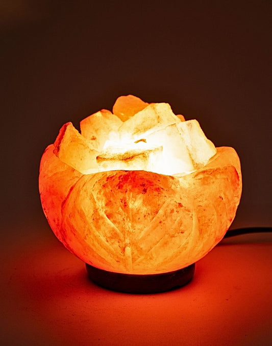 Himalayan Flower Bowl with Chunks Warm Light Lamp