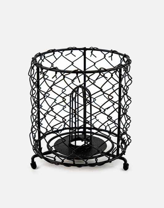 Cylinder Style Black Iron Basket