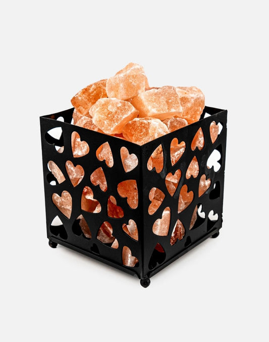 Heart Style Iron Basket with Salt Chunks Lamp