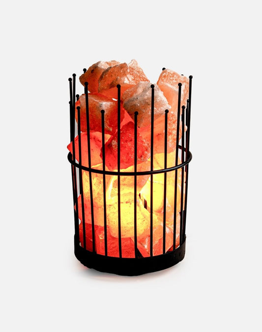 Pillar Style Iron Basket with Salt Chunks Lamp 2
