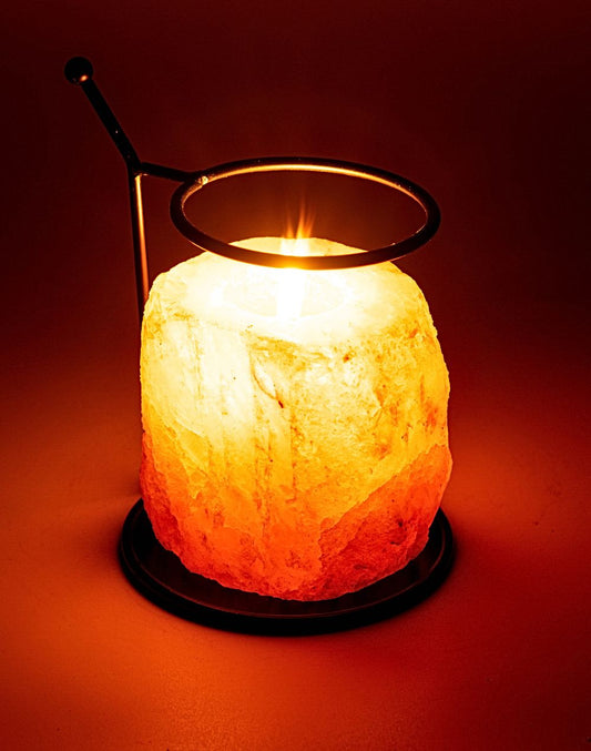 Lantern Style Iron with Natural Salt Candle Holder